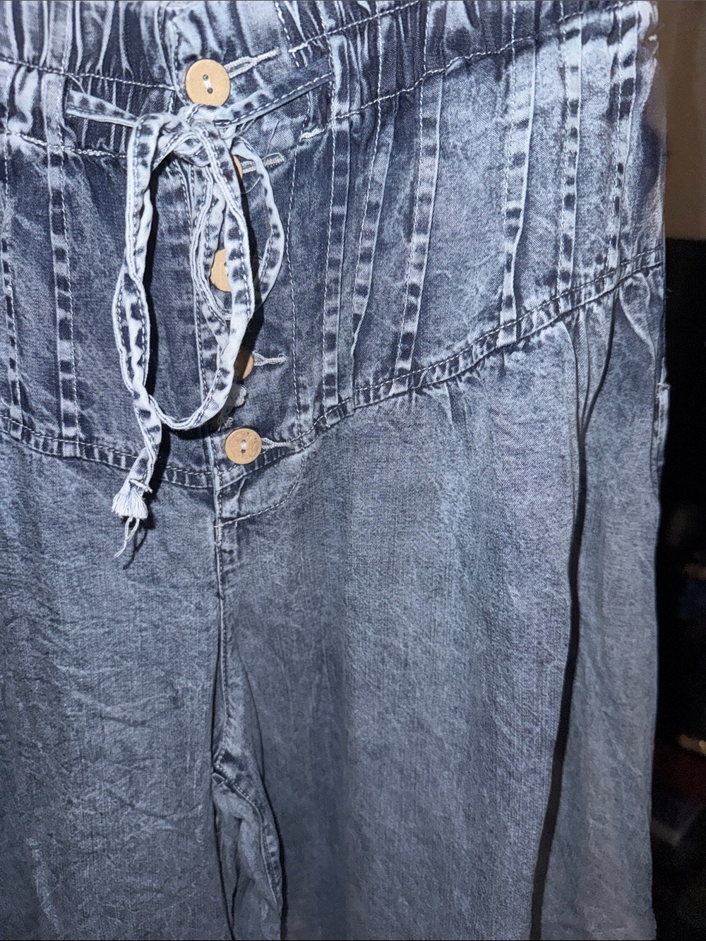 Oli & Hali Washed Light Blue Wide Leg Jeans with Elastic Waist - Picture 3 of 5